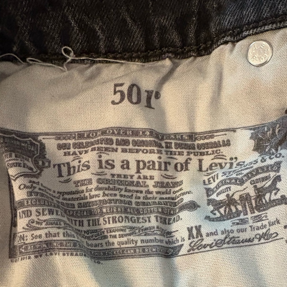 Levi's Gray Jean Shorts Distressed High-Waisted - Picture 3 of 6